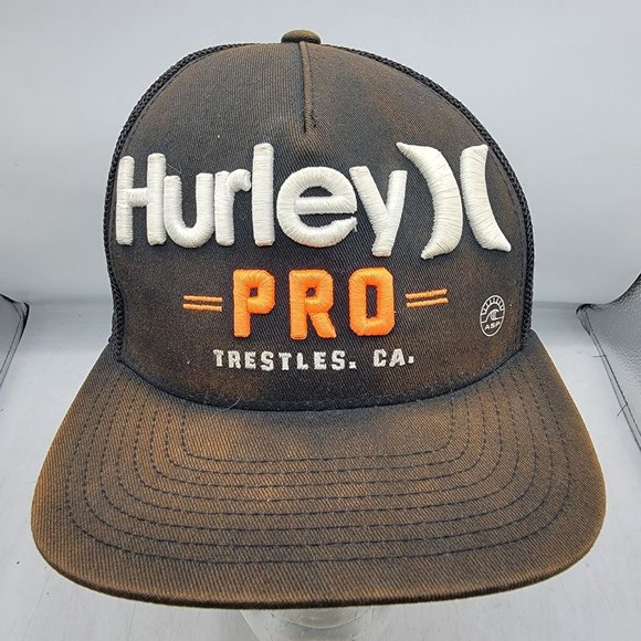 Hurley Pro ASP Surf Flexfit Hat Adult 110 Snapback Mesh Cap Black Embroidered - Picture 1 of 9